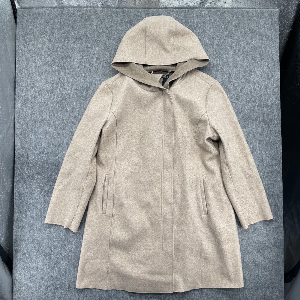 Bernardo Coat Womens XL Hooded Zip Front Walker Coat Oatmeal Beige